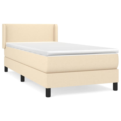 Boxspring met matras stof crèmekleurig 90x190 cm 90 x 190 cm Crème