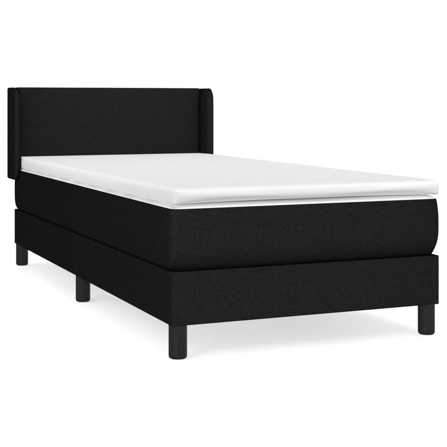 Boxspring Met Matras Stof Zwart 90 x 200 cm Effen ontwerp