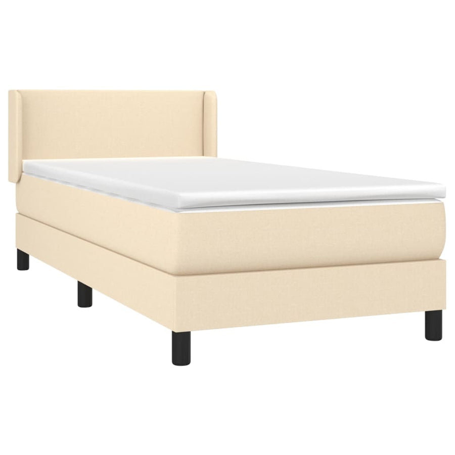 Boxspring met matras stof crèmekleurig 90x200 cm 90 x 200 cm Crème