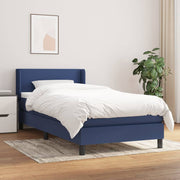 Boxspring met matras 90x200 cm blauw stof