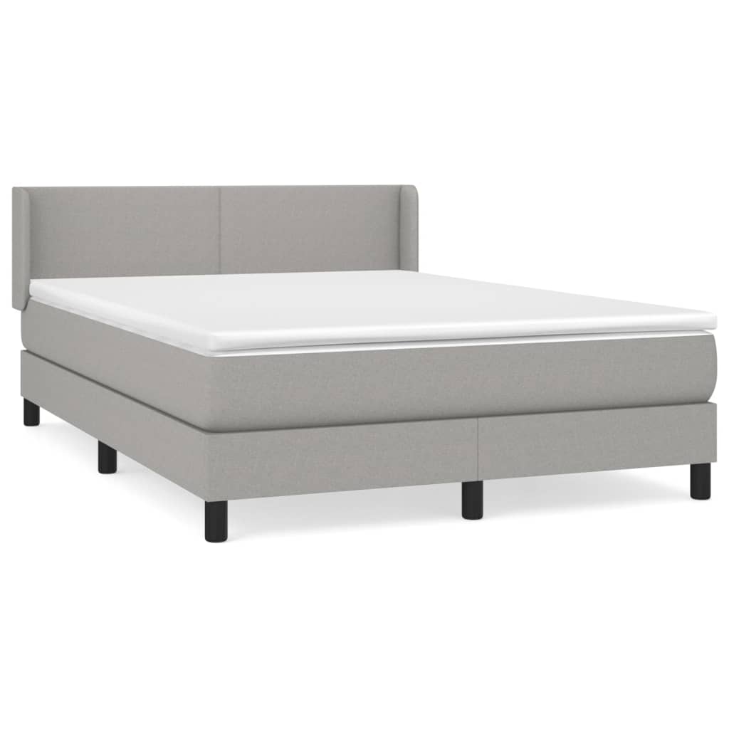 Boxspring Met Matras Stof Lichtgrijs 140 x 190 cm Effen ontwerp