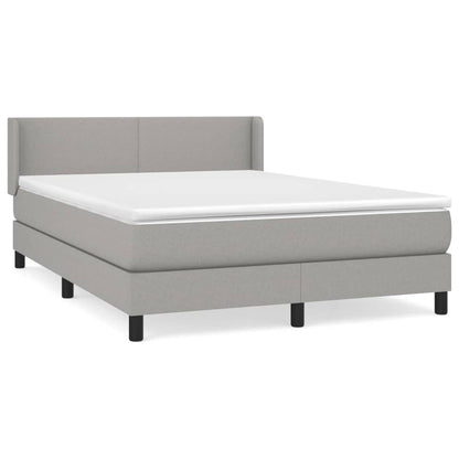 Boxspring Met Matras Stof Lichtgrijs 140 x 190 cm Effen ontwerp