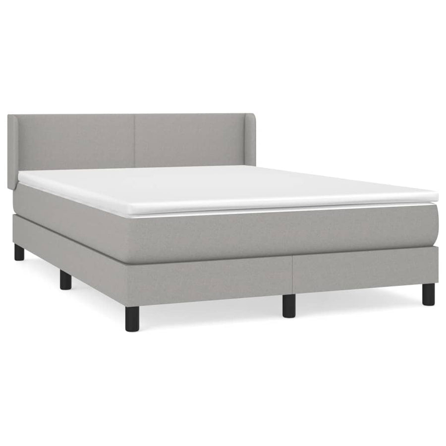 Boxspring Met Matras Stof Lichtgrijs 140 x 190 cm Effen ontwerp