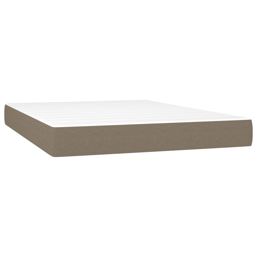 Boxspring met matras stof taupe 140x190 cm 140 x 190 cm Effen ontwerp