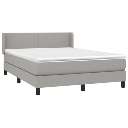 Boxspring Met Matras Stof Lichtgrijs 140 x 200 cm Effen ontwerp