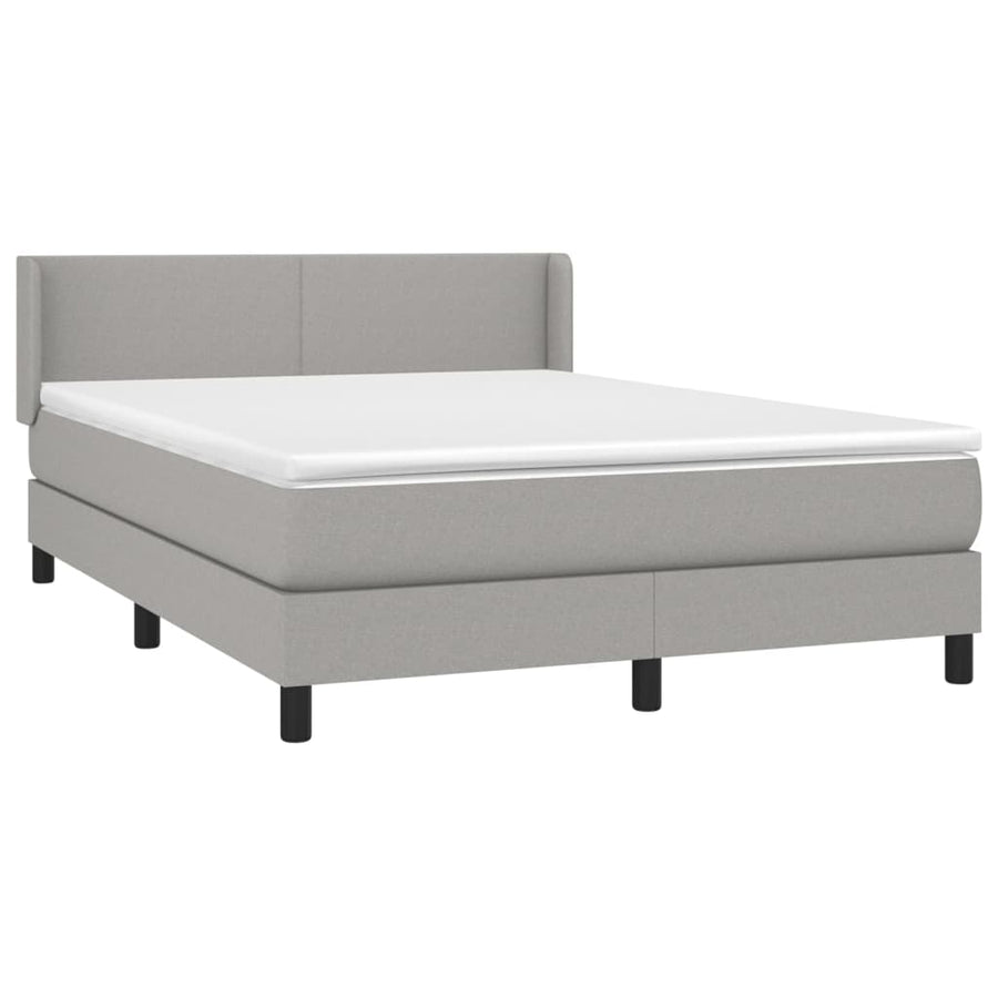 Boxspring Met Matras Stof Lichtgrijs 140 x 200 cm Effen ontwerp
