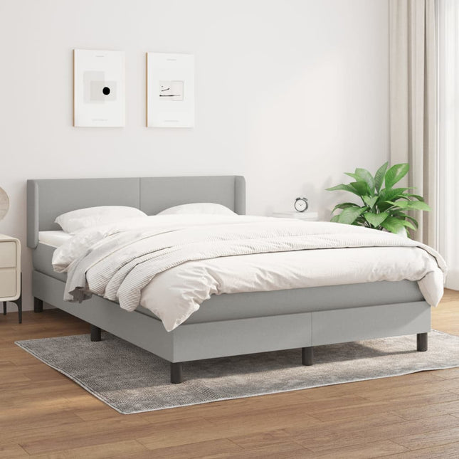 Boxspring Met Matras Stof Lichtgrijs 140 x 200 cm Effen ontwerp