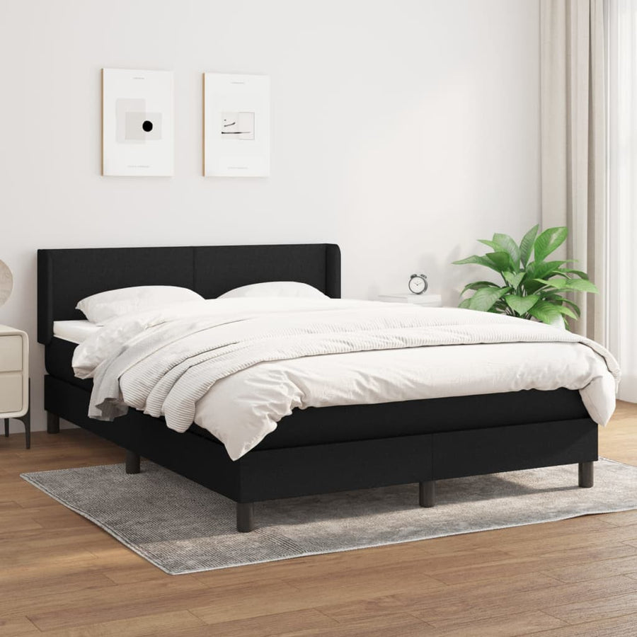 Boxspring Met Matras Stof Zwart 140 x 200 cm Effen ontwerp