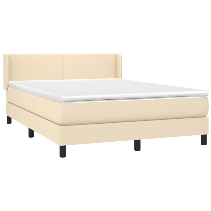 Boxspring met matras stof crèmekleurig 140x200 cm 140 x 200 cm Crème