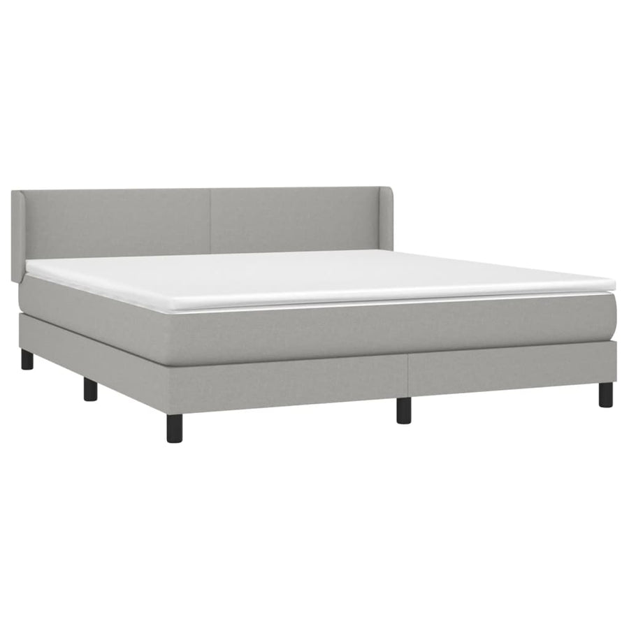 Boxspring Met Matras Stof Lichtgrijs 160 x 200 cm Effen ontwerp