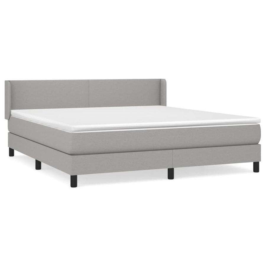 Boxspring Met Matras Stof Lichtgrijs 180 x 200 cm Effen ontwerp