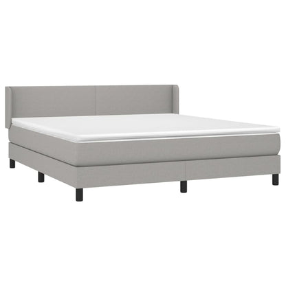 Boxspring Met Matras Stof Lichtgrijs 180 x 200 cm Effen ontwerp