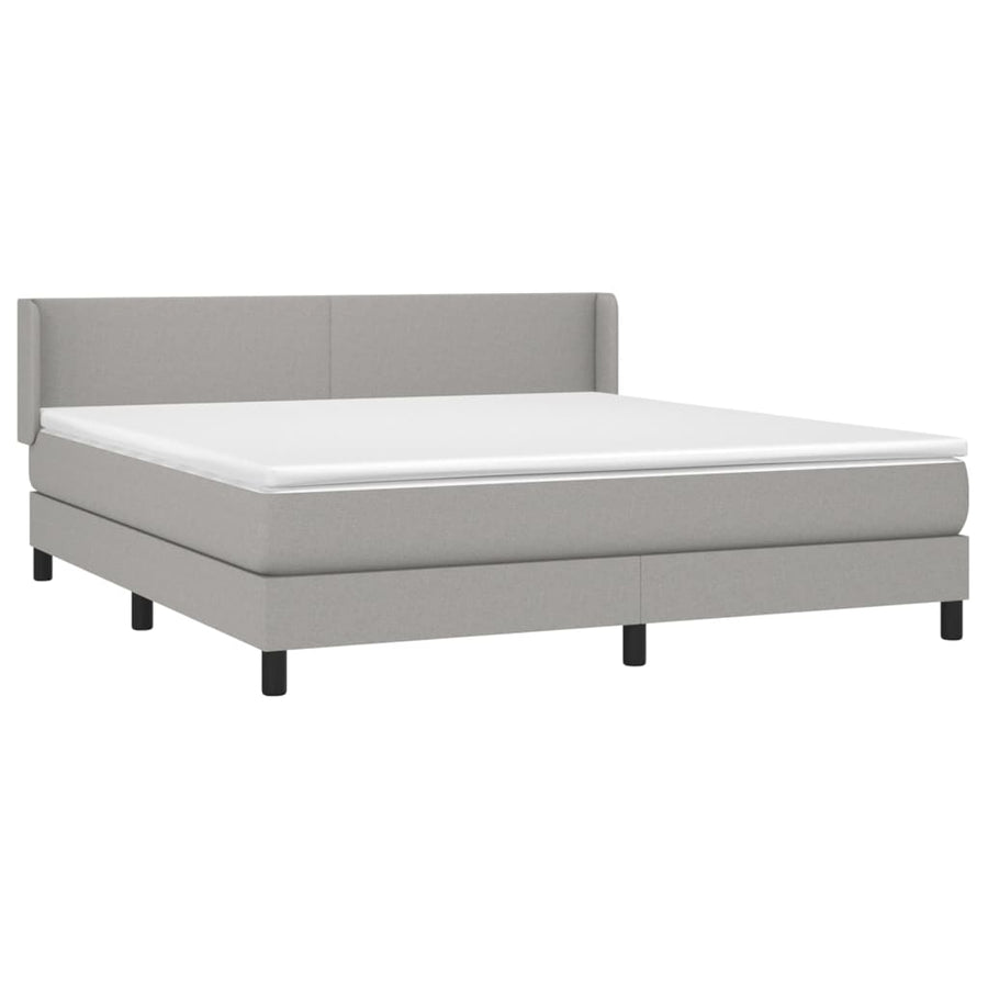 Boxspring Met Matras Stof Lichtgrijs 180 x 200 cm Effen ontwerp