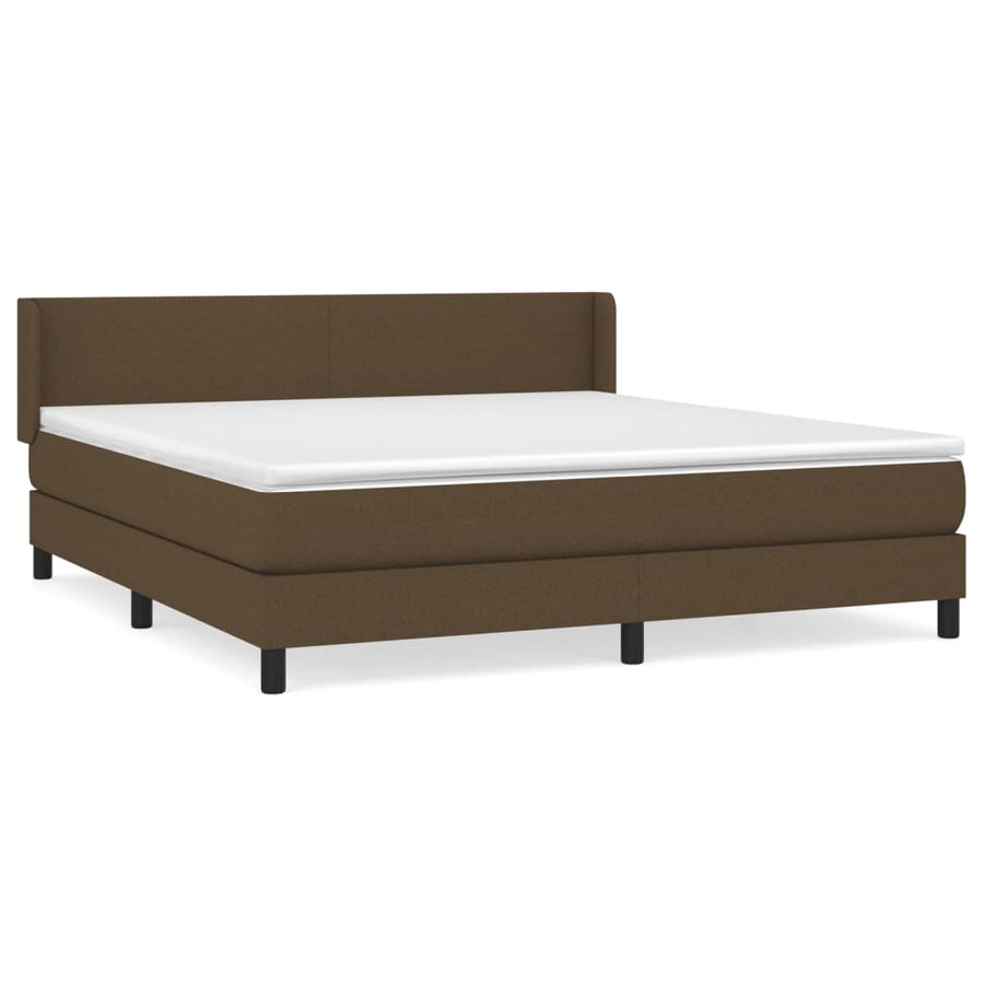 Boxspring Met Matras Stof 180 x 200 cm Donkerbruin