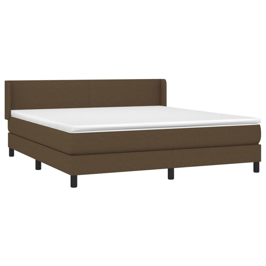Boxspring Met Matras Stof 180 x 200 cm Donkerbruin