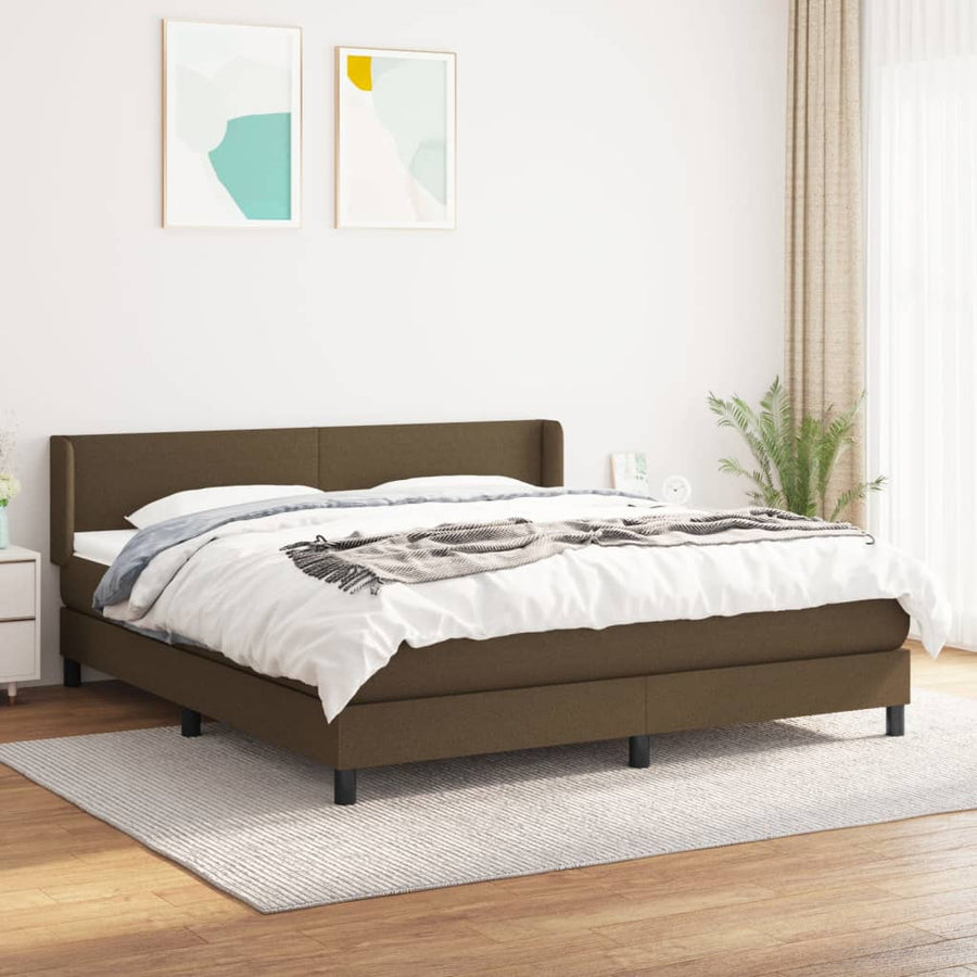 Boxspring Met Matras Stof 180 x 200 cm Donkerbruin