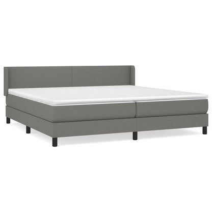 Boxspring Met Matras Stof Donkergrijs 200 x 200 cm Effen ontwerp