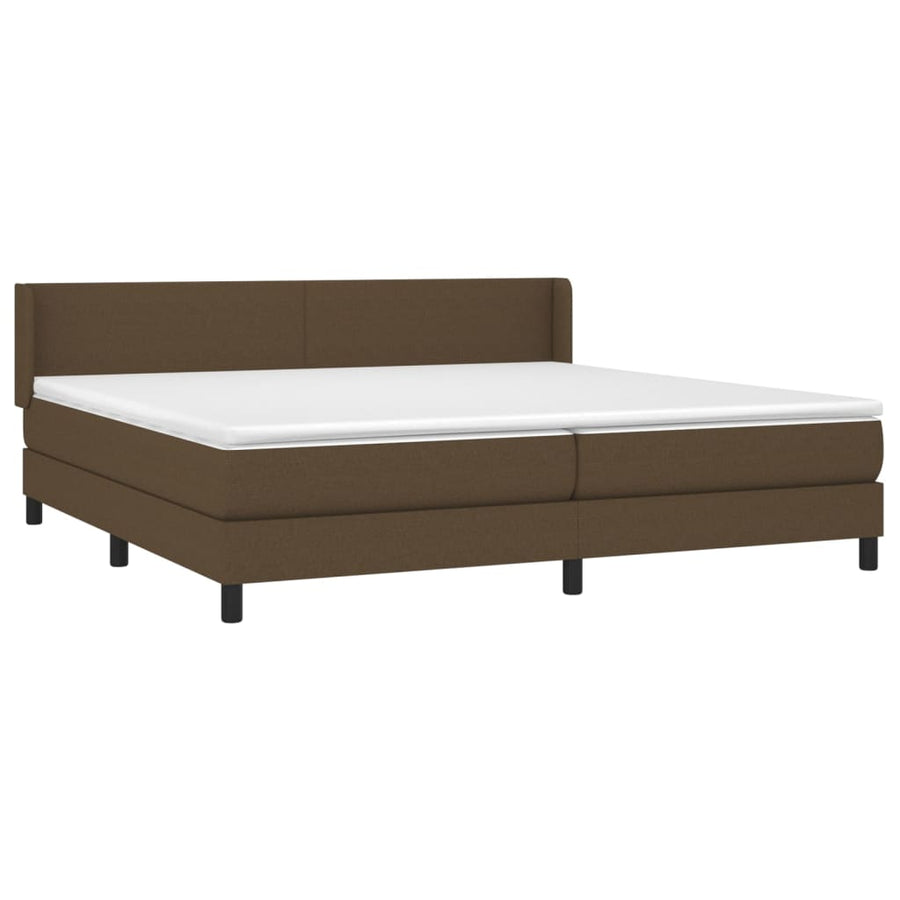 Boxspring Met Matras Stof Donkerbruin 200 x 200 cm Effen ontwerp
