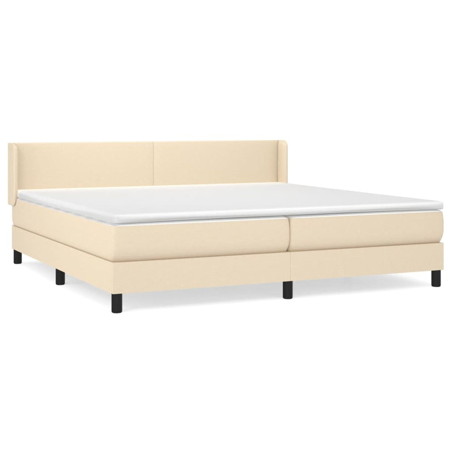 Boxspring met matras stof crèmekleurig 200x200 cm 200 x 200 cm Effen ontwerp