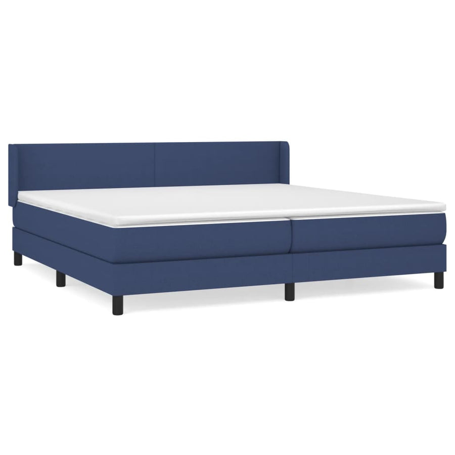 Boxspring Met Matras Stof Blauw 200 x 200 cm Effen ontwerp