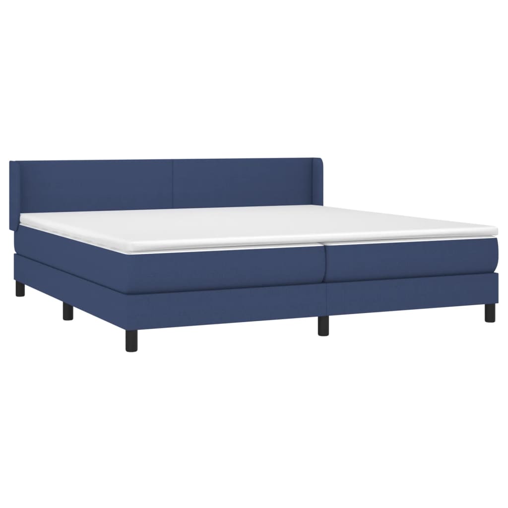 Boxspring Met Matras Stof Blauw 200 x 200 cm Effen ontwerp