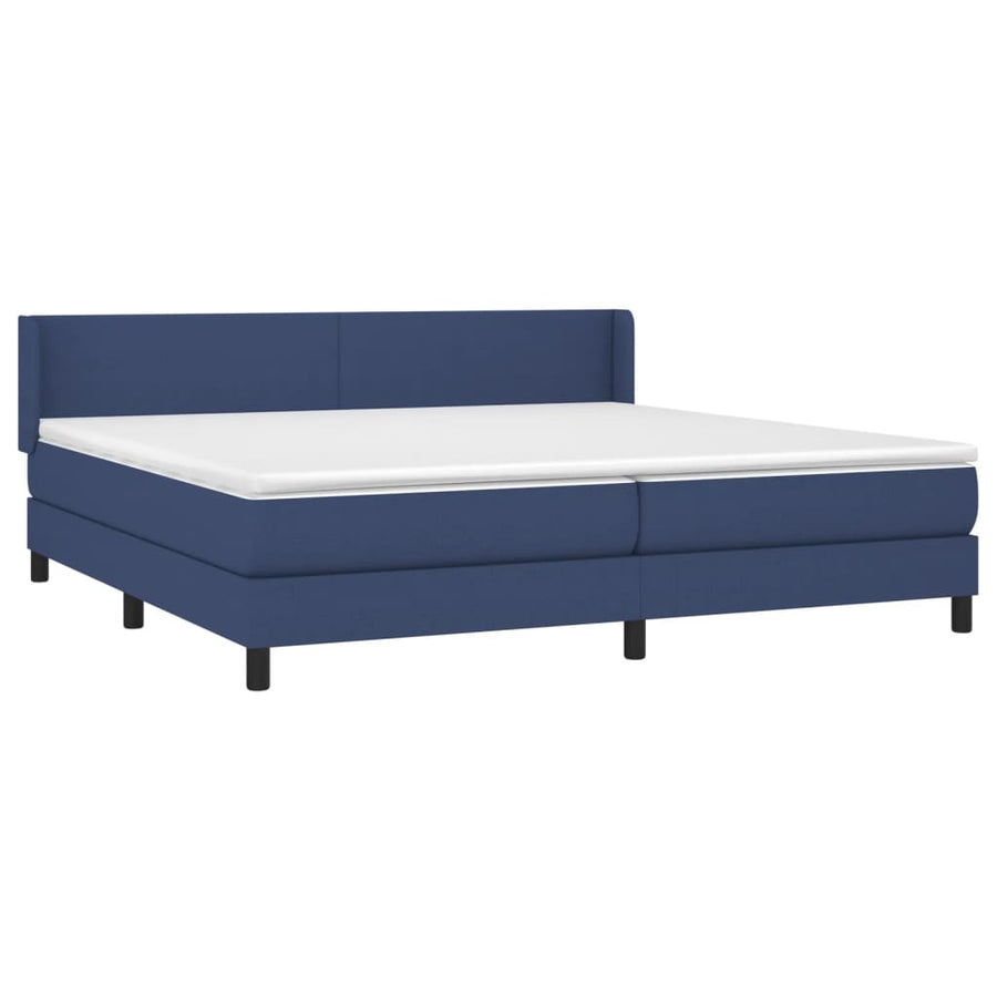 Boxspring Met Matras Stof Blauw 200 x 200 cm Effen ontwerp