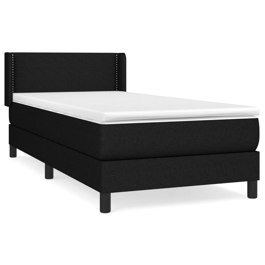 Boxspring Met Matras Stof Zwart 80 x 200 cm Effen met spijkers
