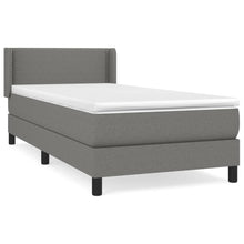 Boxspring Met Matras Stof Donkergrijs 90 x 190 cm Effen met spijkers