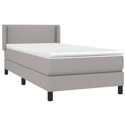 Boxspring Met Matras Stof Lichtgrijs 90 x 200 cm Effen met spijkers