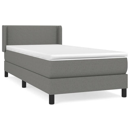 Boxspring Met Matras Stof Donkergrijs 90 x 200 cm Effen met spijkers
