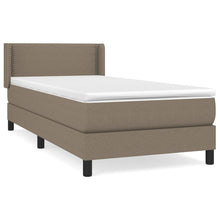 Boxspring met matras stof taupe 90x200 cm 90 x 200 cm Effen met spijkers