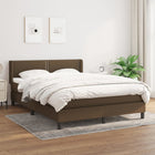 Boxspring Met Matras Stof Donkerbruin 140 x 190 cm Effen met spijkers