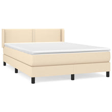 Boxspring met matras stof crèmekleurig 140x190 cm 140 x 190 cm Effen met spijkers