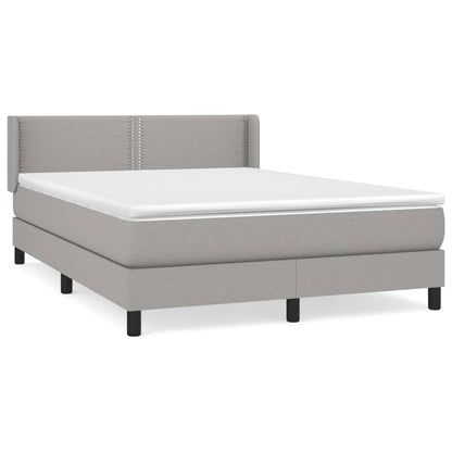 Boxspring Met Matras Stof Lichtgrijs 140 x 200 cm Effen met spijkers