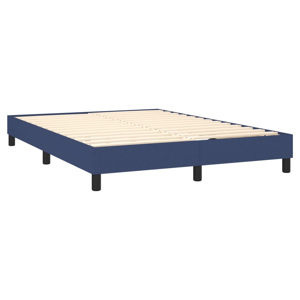 Boxspring Met Matras Stof Blauw 140 x 200 cm Effen met spijkers