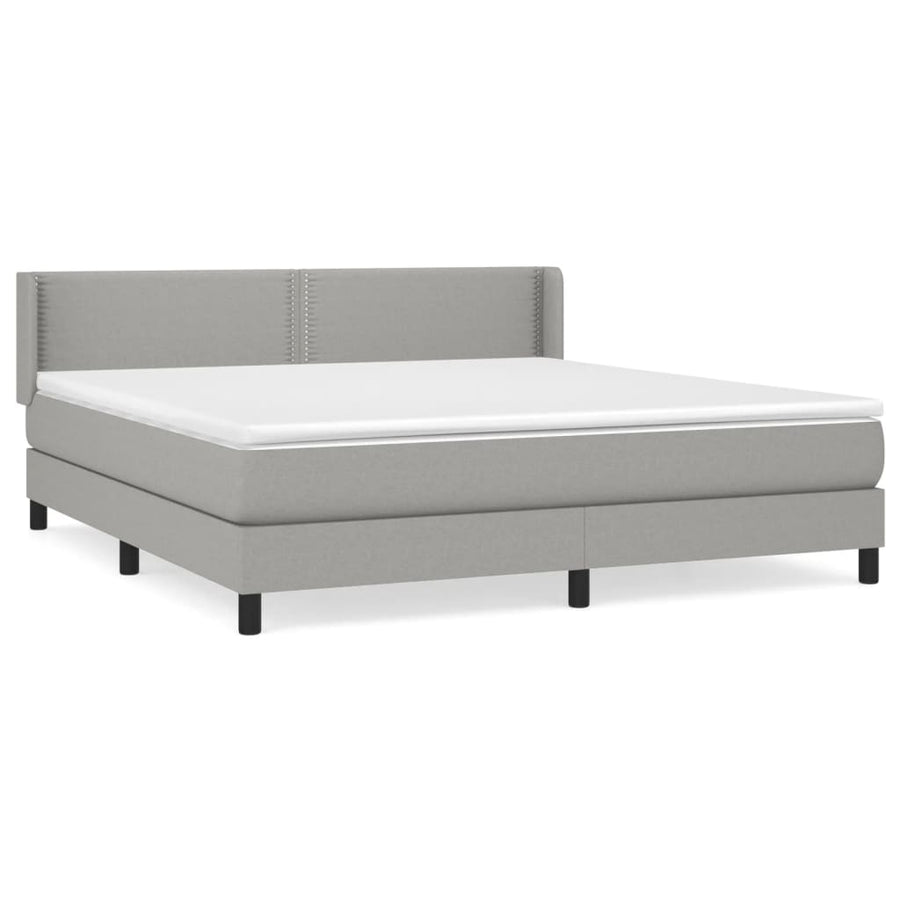Boxspring Met Matras Stof Lichtgrijs 180 x 200 cm Effen met spijkers