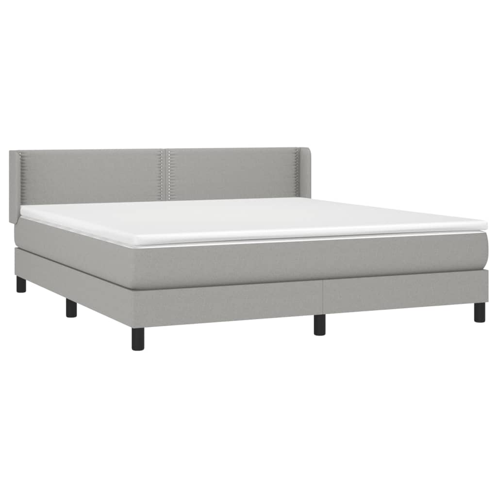Boxspring Met Matras Stof Lichtgrijs 180 x 200 cm Effen met spijkers