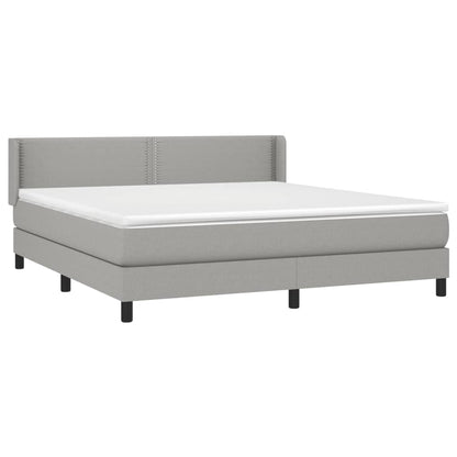Boxspring Met Matras Stof Lichtgrijs 180 x 200 cm Effen met spijkers