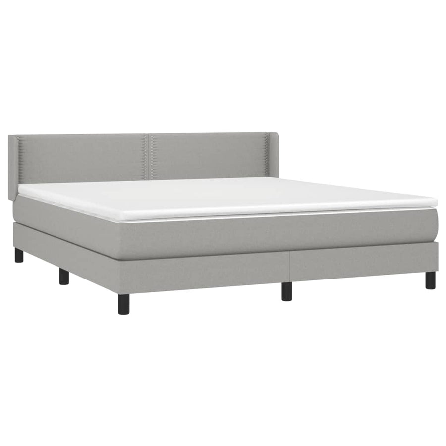 Boxspring Met Matras Stof Lichtgrijs 180 x 200 cm Effen met spijkers