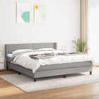 Boxspring Met Matras Stof Lichtgrijs 180 x 200 cm Effen met spijkers