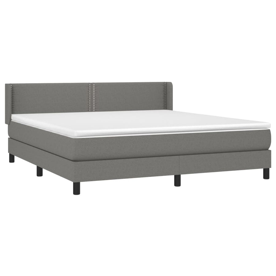 Boxspring Met Matras Stof Donkergrijs 180 x 200 cm Effen met spijkers