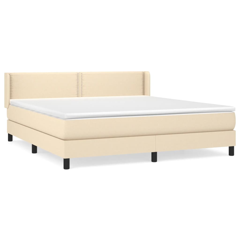 Boxspring Met Matras Stof Kleurig Crème 180 x 200 cm Effen met spijkers