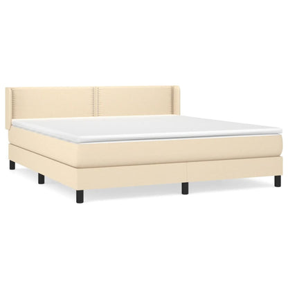 Boxspring Met Matras Stof Kleurig Crème 180 x 200 cm Effen met spijkers