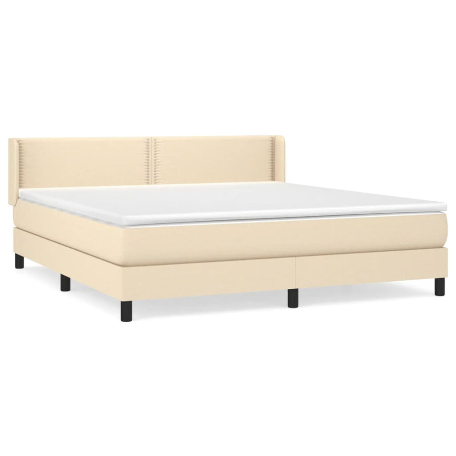Boxspring Met Matras Stof Kleurig Crème 180 x 200 cm Effen met spijkers