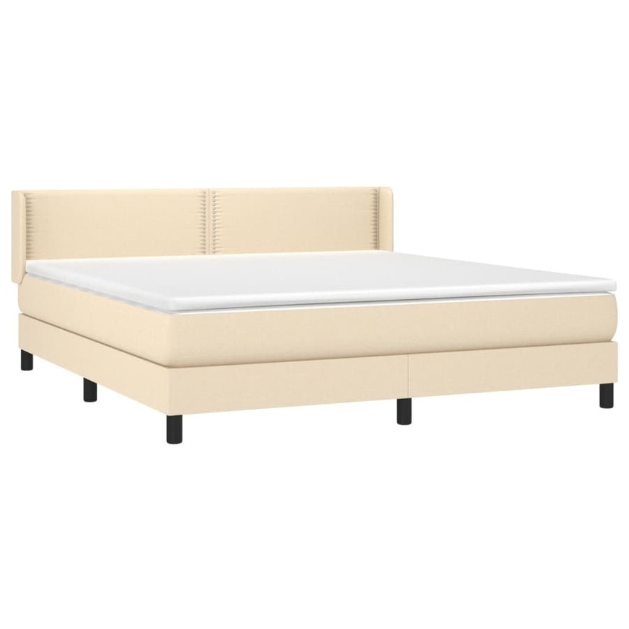 Boxspring Met Matras Stof Kleurig Crème 180 x 200 cm Effen met spijkers
