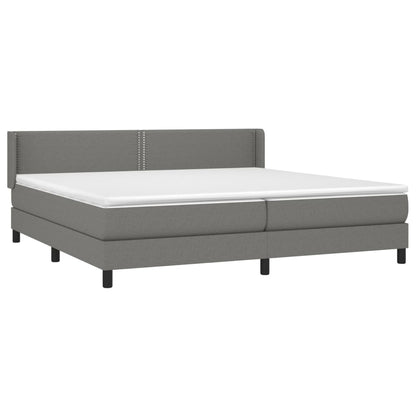 Boxspring Met Matras Stof Donkergrijs 200 x 200 cm Effen met spijkers