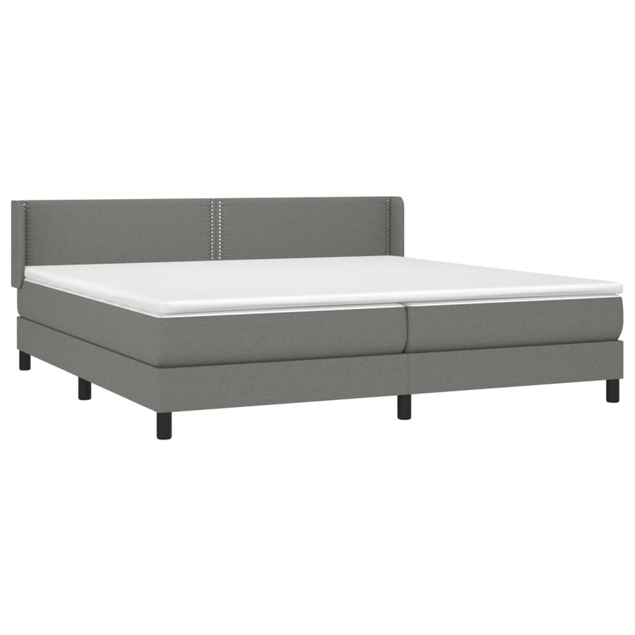 Boxspring Met Matras Stof Donkergrijs 200 x 200 cm Effen met spijkers
