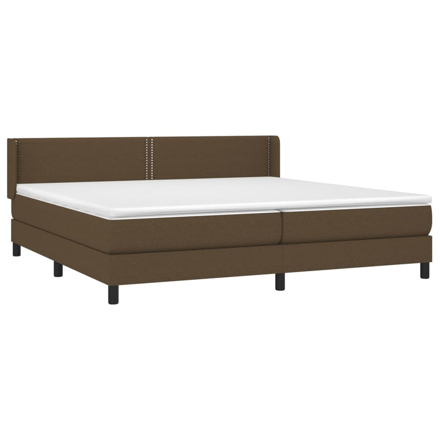 Boxspring Met Matras Stof Donkerbruin 200 x 200 cm Effen met spijkers