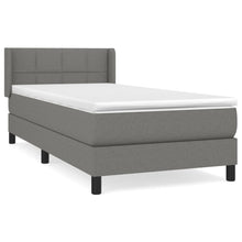 Boxspring Met Matras Stof Donkergrijs 90 x 190 cm Blok met vierkanten