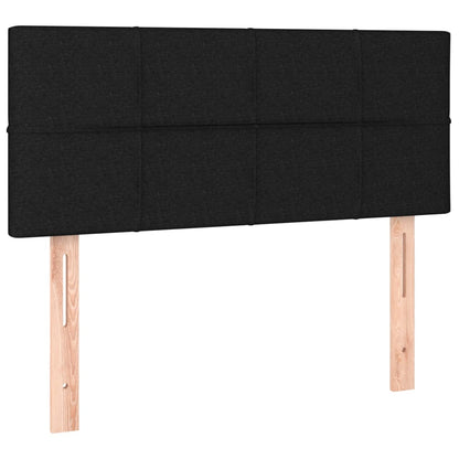 Boxspring Met Matras Stof Zwart 90 x 190 cm Blok met vierkanten